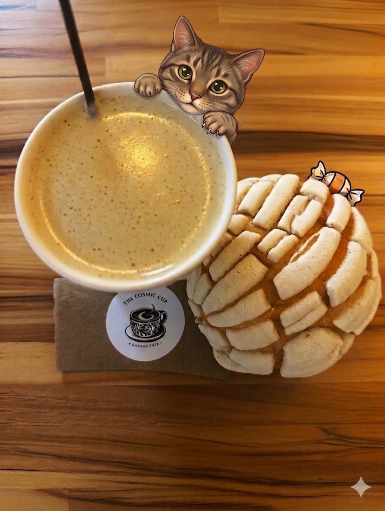Coffee and concha pastry at The Cosmic Cup